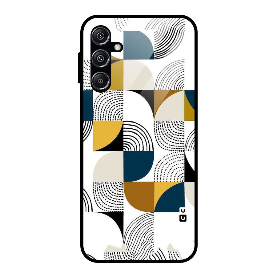 Boxes Pattern Glass Back Case for Galaxy M34 5G