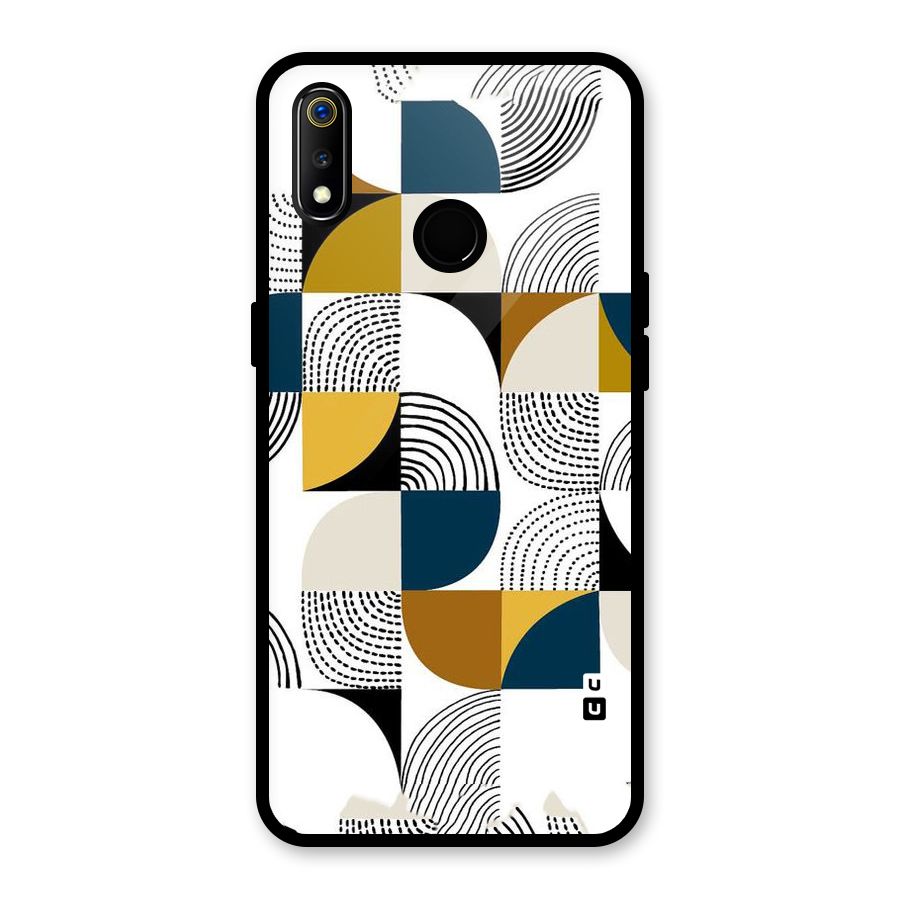 Boxes Pattern Glass Back Case for Realme 3i