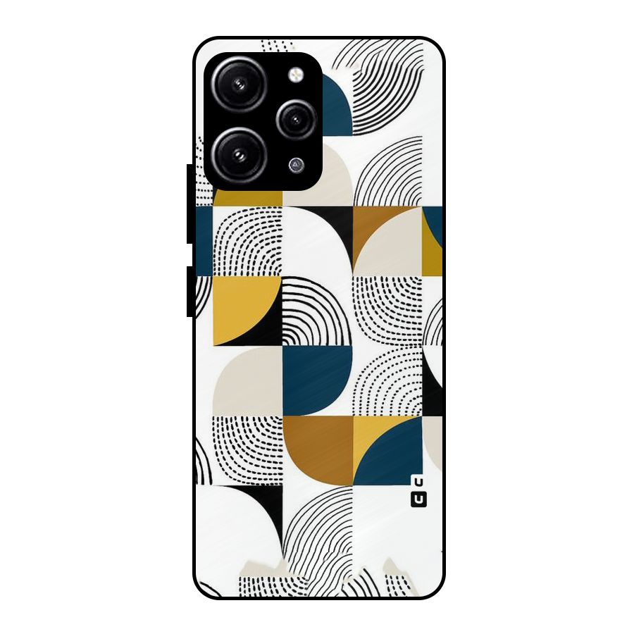 Boxes Pattern Glass Back Case for Redmi 12 4G