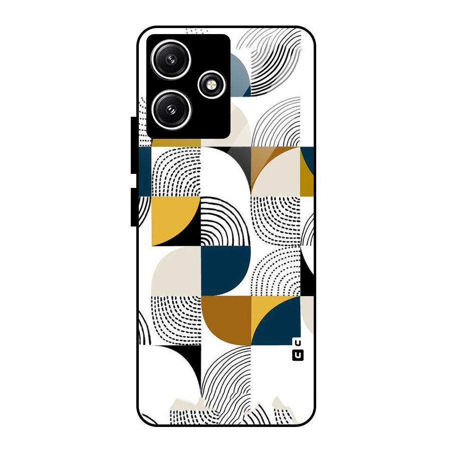 Boxes Pattern Glass Back Case for Redmi 12 5G