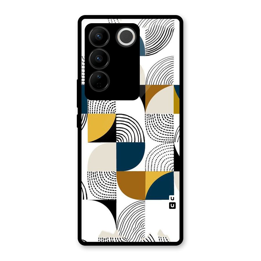Boxes Pattern Glass Back Case for Vivo V27 Pro