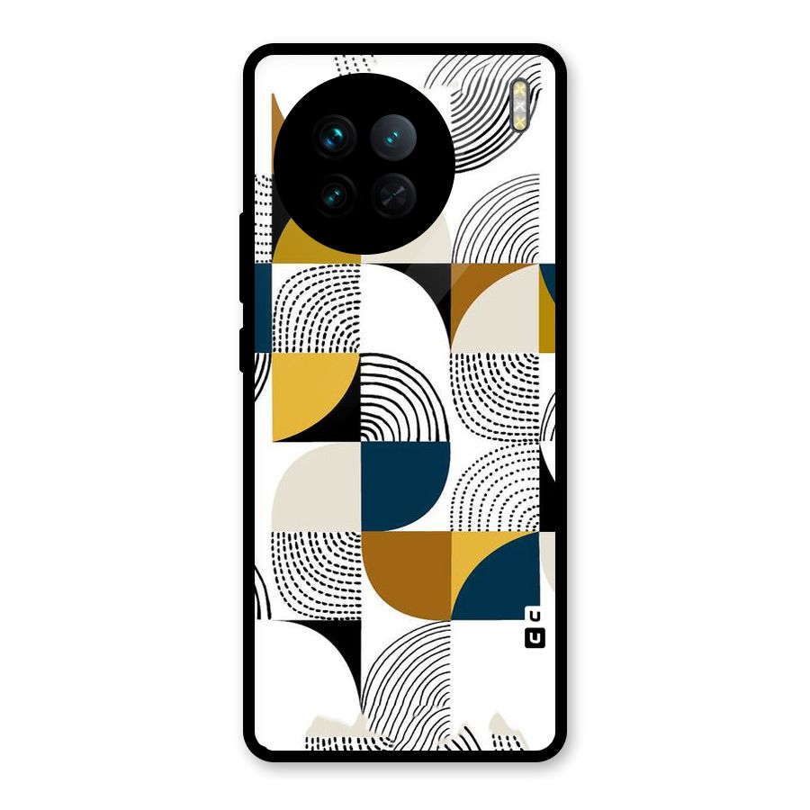 Boxes Pattern Glass Back Case for Vivo X90