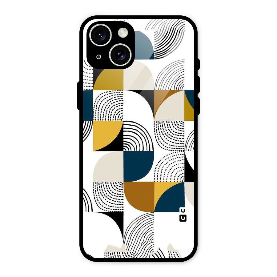 Boxes Pattern Glass Back Case for iPhone 15 Plus