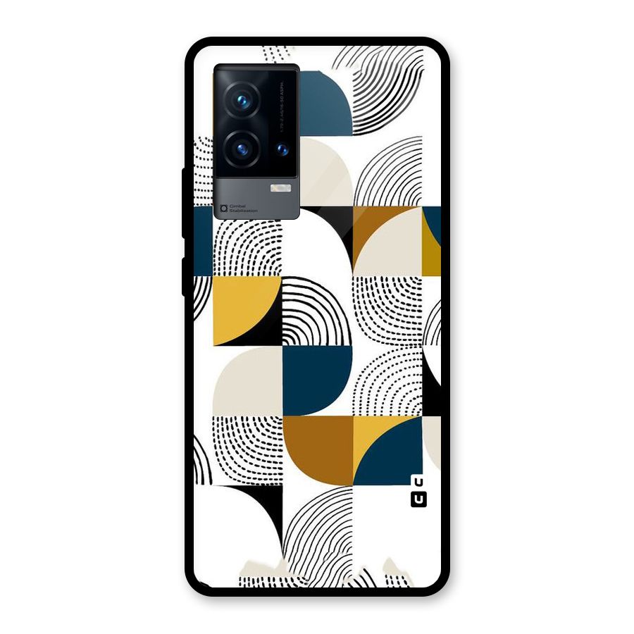 Boxes Pattern Glass Back Case for iQOO 9 5G
