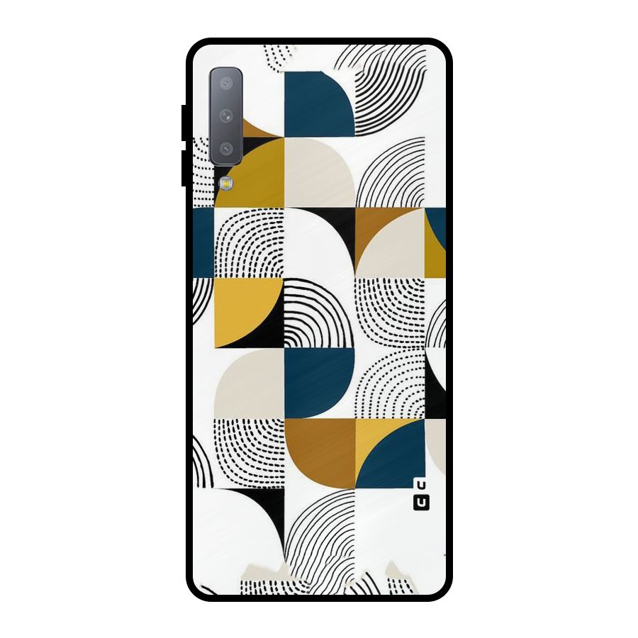 Boxes Pattern Metal Back Case for Galaxy A7 (2018)