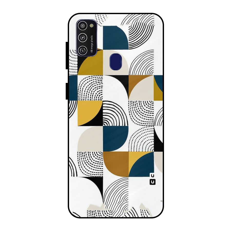 Boxes Pattern Metal Back Case for Galaxy M30s