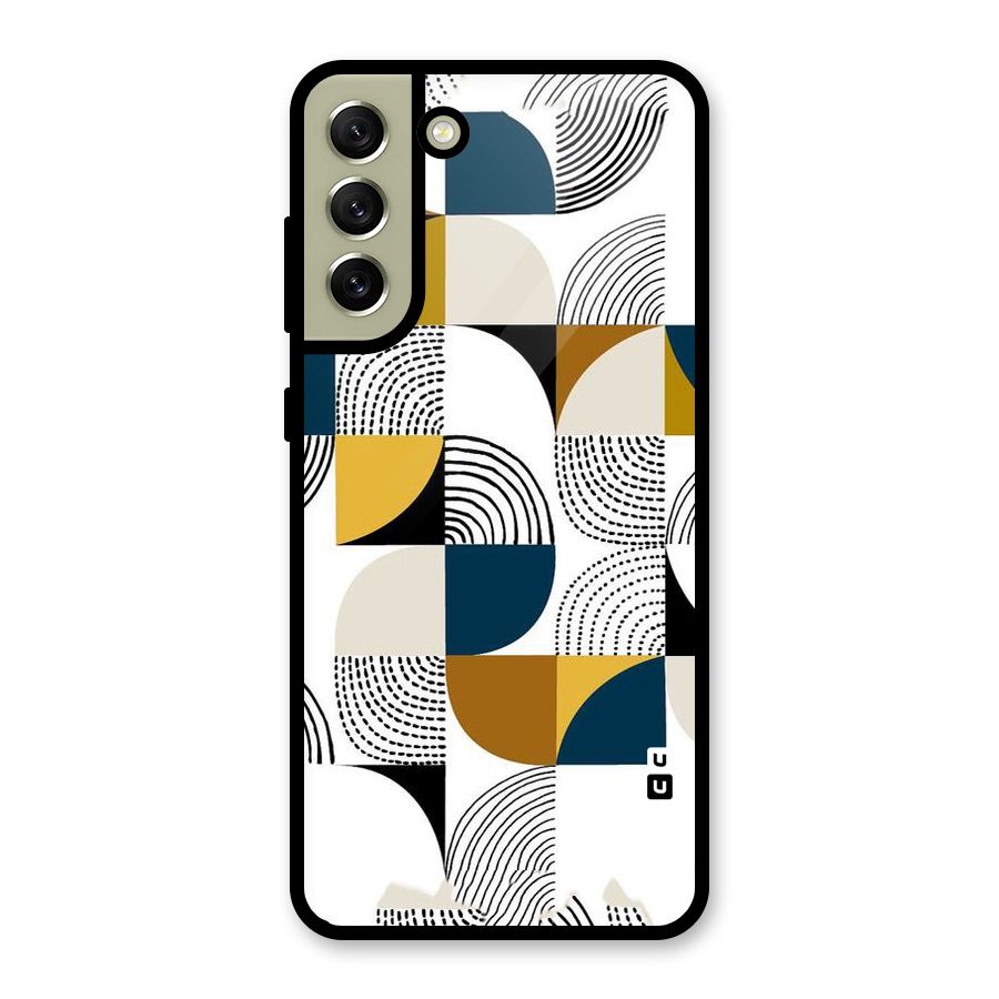 Boxes Pattern Metal Back Case for Galaxy S21 FE 5G (2023)