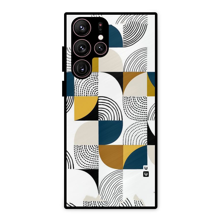 Boxes Pattern Metal Back Case for Galaxy S22 Ultra 5G
