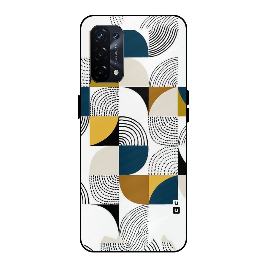 Boxes Pattern Metal Back Case for Oppo A74 5G