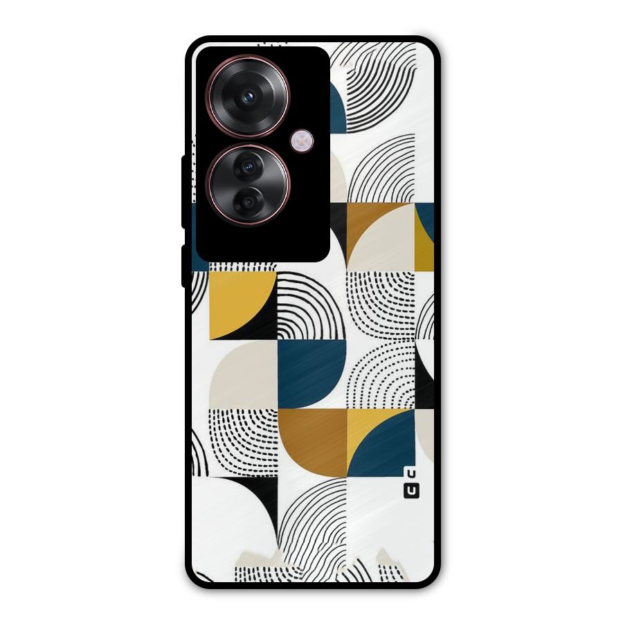 Boxes Pattern Metal Back Case for Oppo F25 Pro
