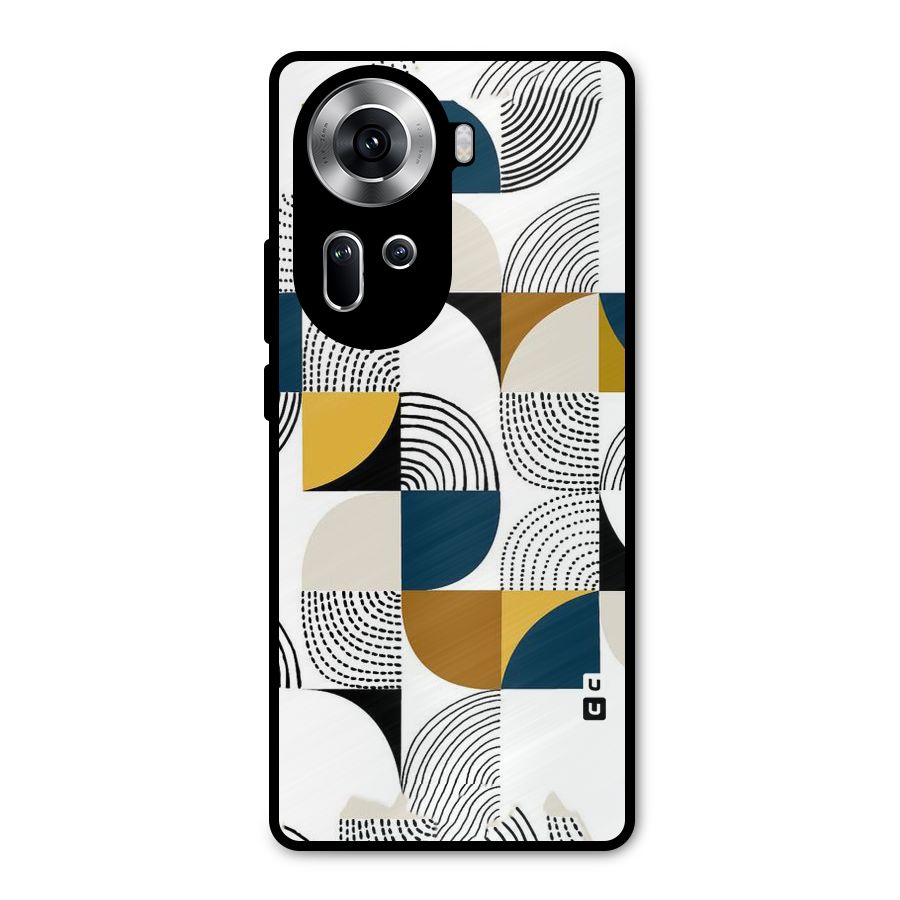 Boxes Pattern Metal Back Case for Oppo Reno11 5G