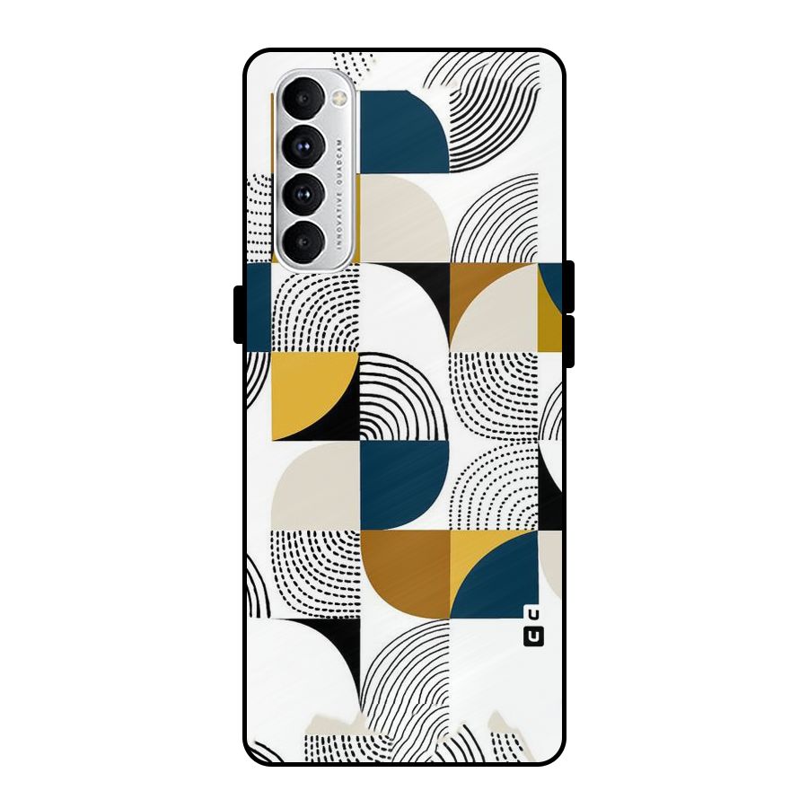 Boxes Pattern Metal Back Case for Oppo Reno4 Pro