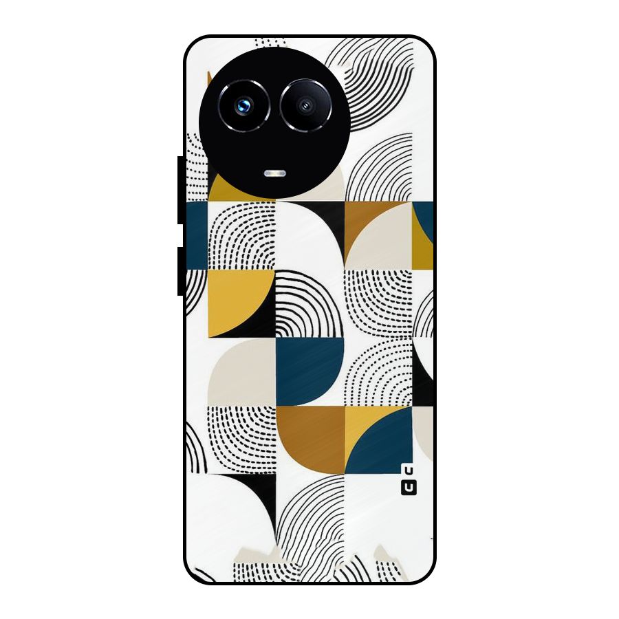 Boxes Pattern Metal Back Case for Realme 11 5G