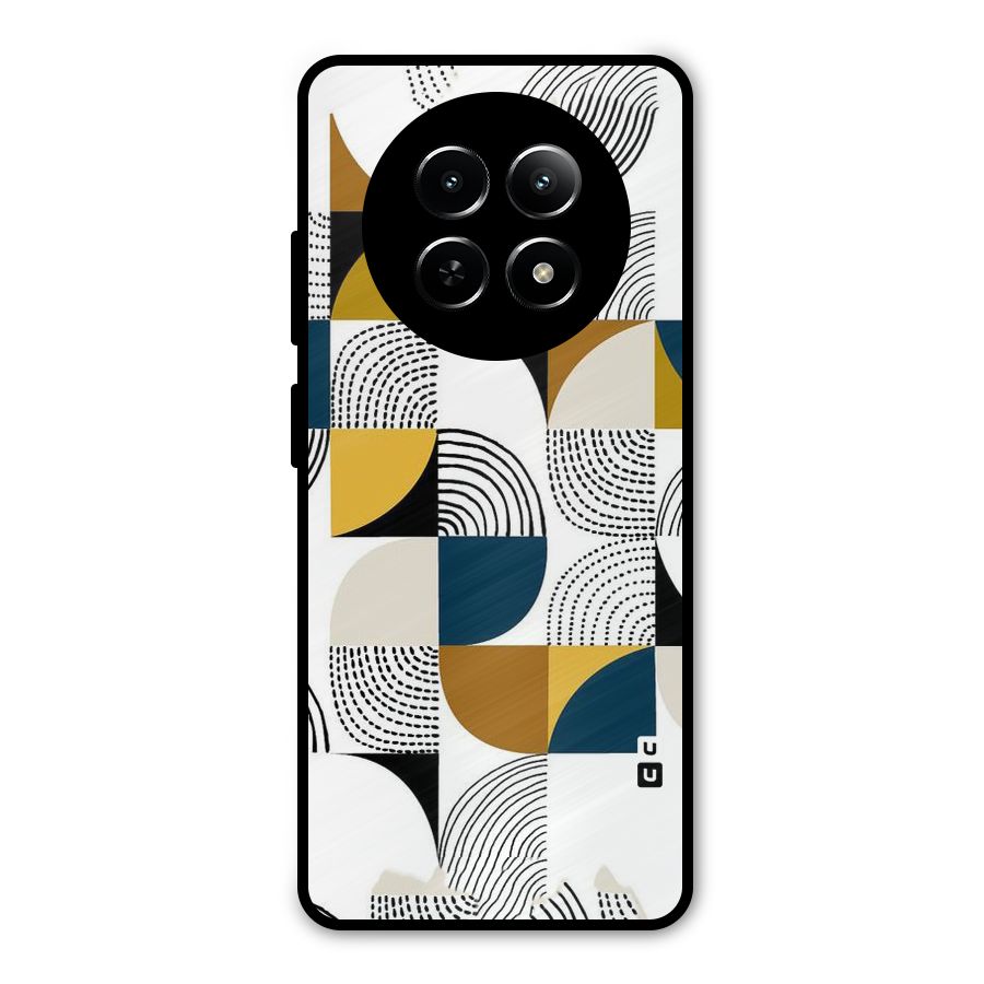 Boxes Pattern Metal Back Case for Realme 12 5G