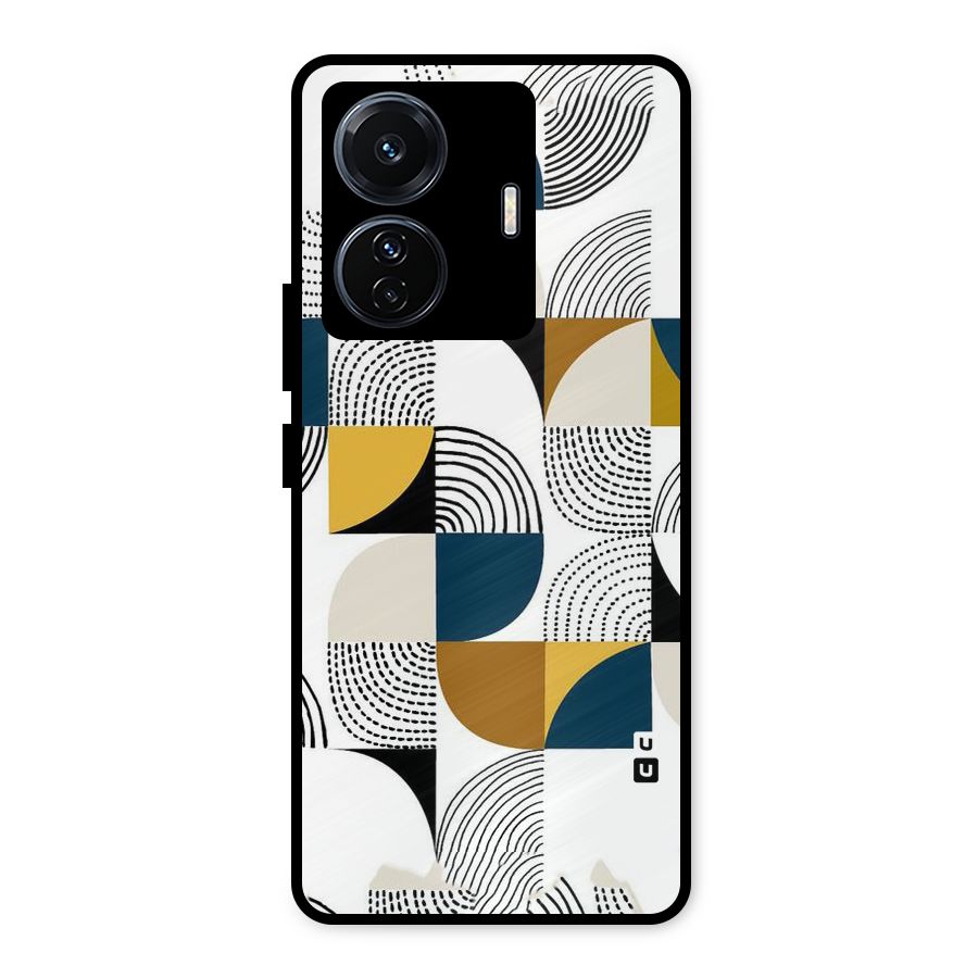 Boxes Pattern Metal Back Case for Vivo T1 Pro
