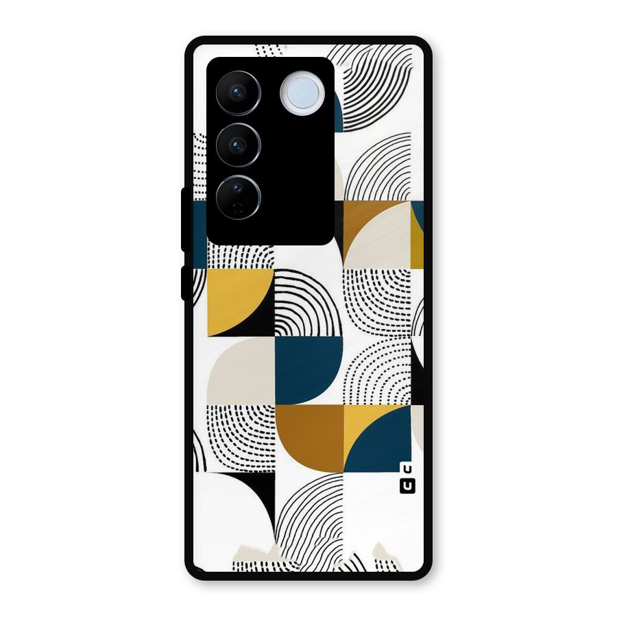 Boxes Pattern Metal Back Case for Vivo V27