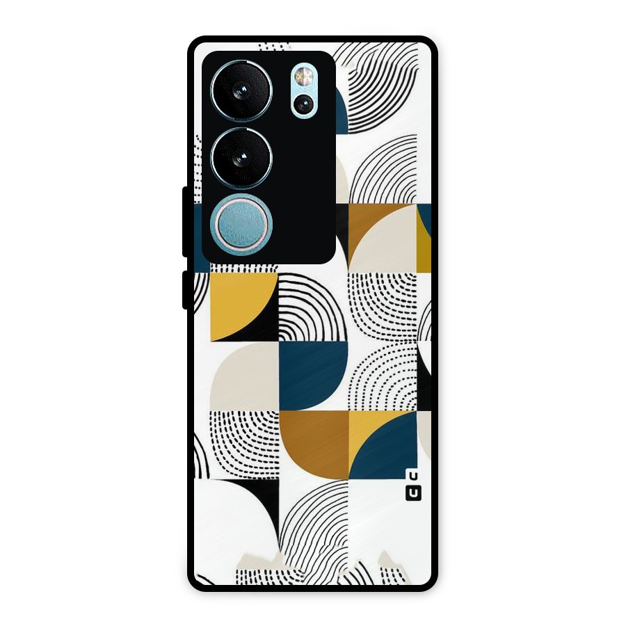 Boxes Pattern Metal Back Case for Vivo V29 Pro