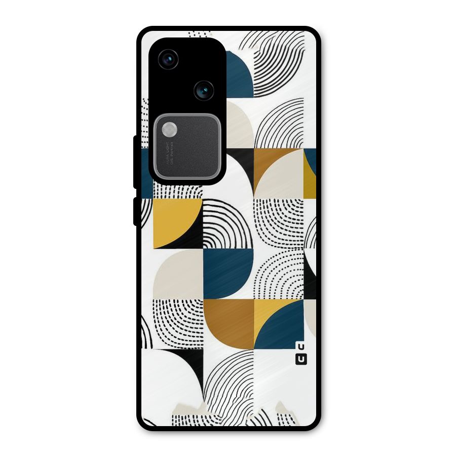 Boxes Pattern Metal Back Case for Vivo V30