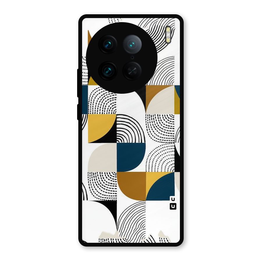 Boxes Pattern Metal Back Case for Vivo X90 Pro