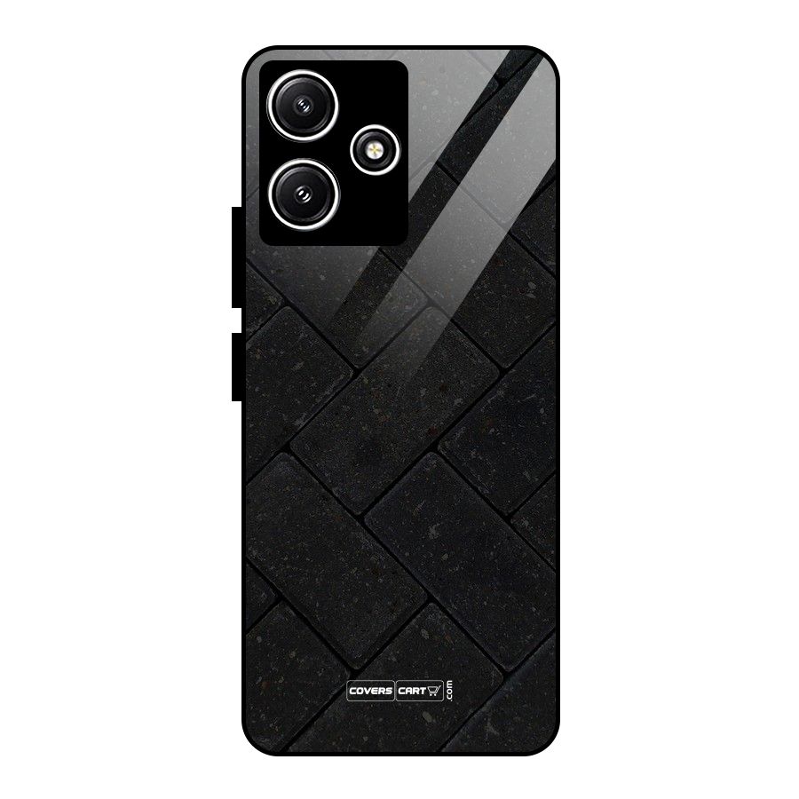 Bricks Pattern Glass Back Case for Poco M6 Pro