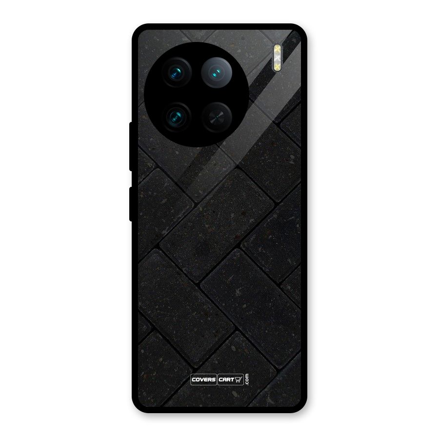 Bricks Pattern Glass Back Case for Vivo X90 Pro