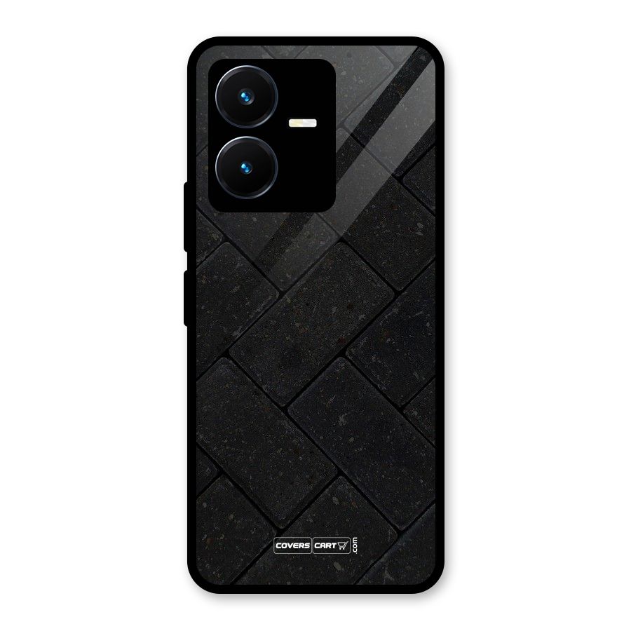 Bricks Pattern Glass Back Case for Vivo Y22s