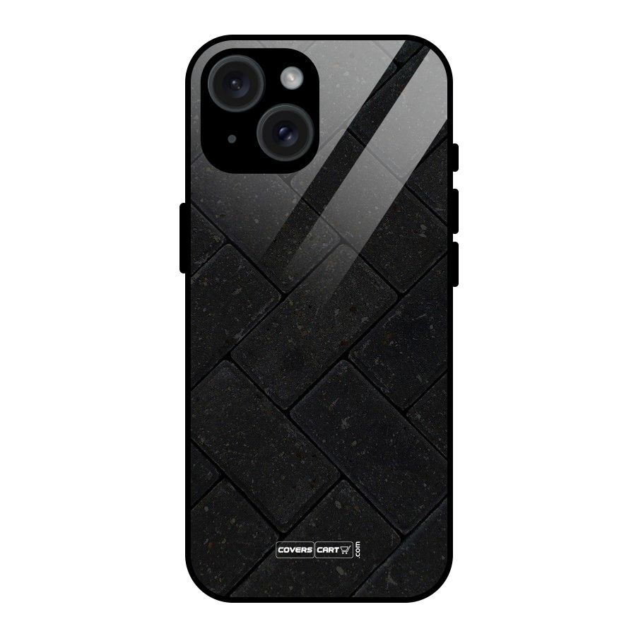 Bricks Pattern Glass Back Case for iPhone 15