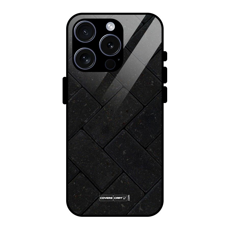 Bricks Pattern Glass Back Case for iPhone 15 Pro