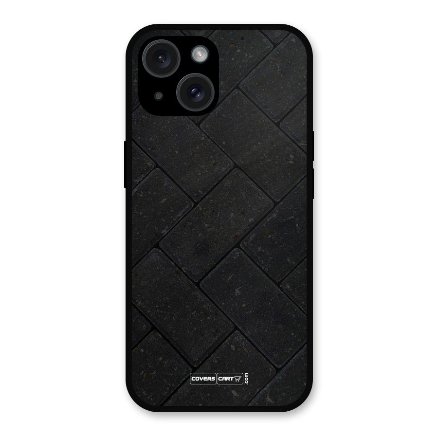 Bricks Pattern Metal Back Case for iPhone 15