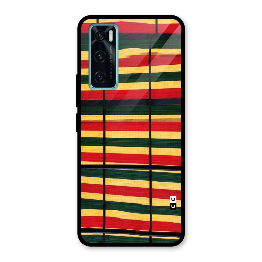 Bright Colors Lines Glass Back Case for Vivo V20 SE