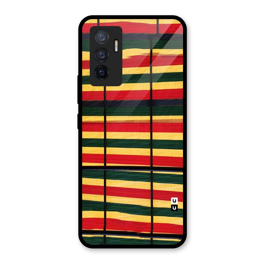 Bright Colors Lines Glass Back Case for Vivo V23e