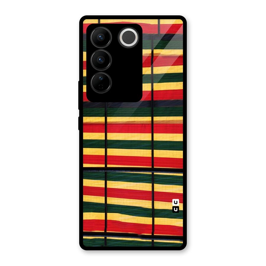 Bright Colors Lines Glass Back Case for Vivo V27 Pro