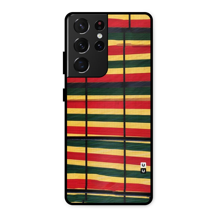 Bright Colors Lines Metal Back Case for Galaxy S21 Ultra 5G