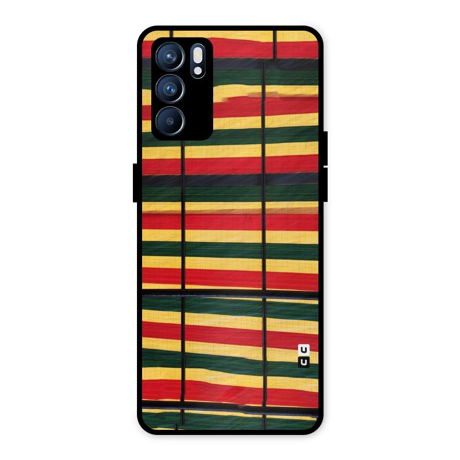 Bright Colors Lines Metal Back Case for Oppo Reno6 5G