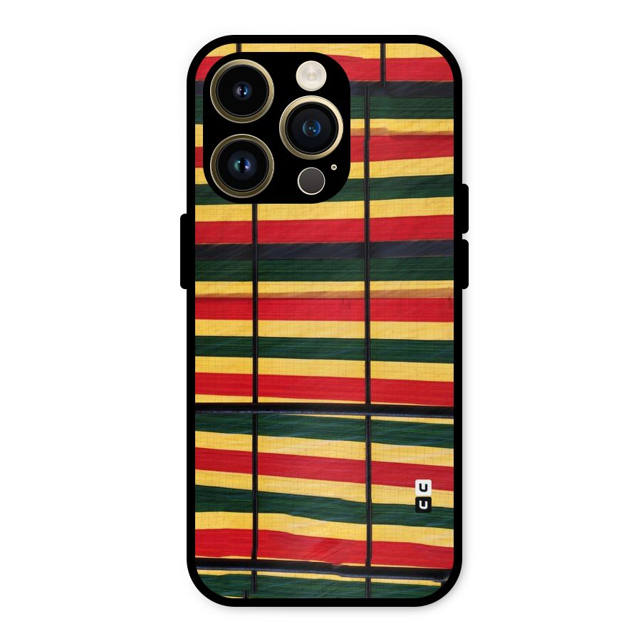 Bright Colors Lines Metal Back Case for iPhone 14 Pro