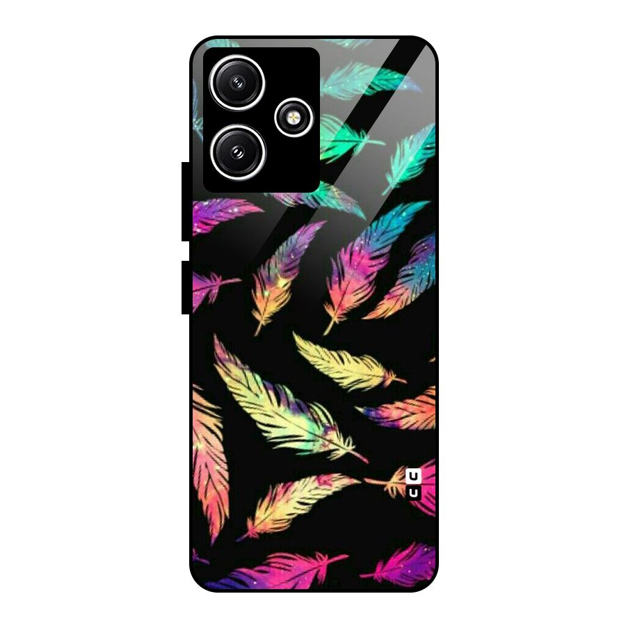 Bright Feathers Glass Back Case for Poco M6 Pro