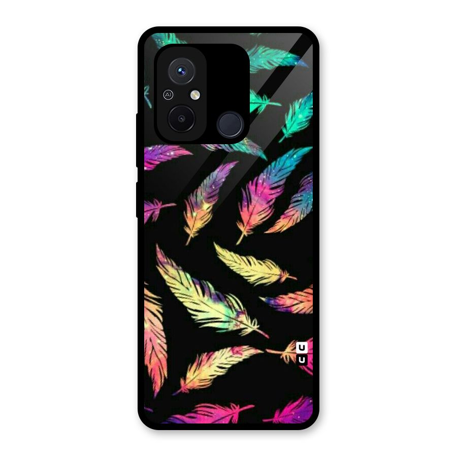 Bright Feathers Glass Back Case for Redmi 12C