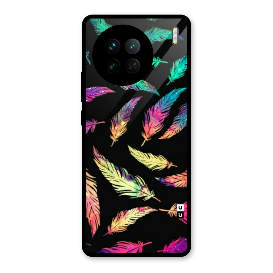 Bright Feathers Glass Back Case for Vivo X90