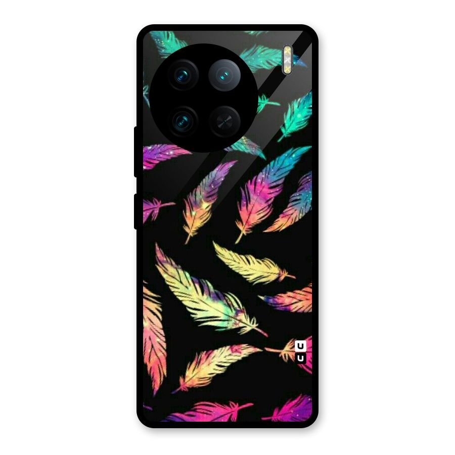 Bright Feathers Glass Back Case for Vivo X90 Pro