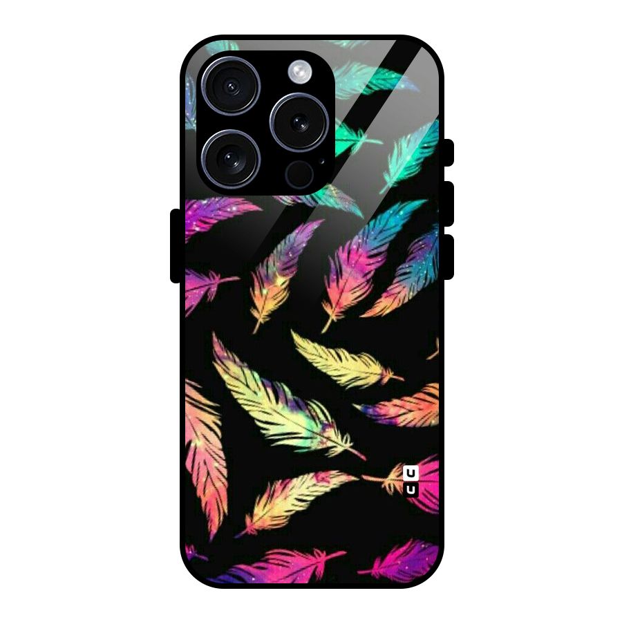 Bright Feathers Glass Back Case for iPhone 15 Pro