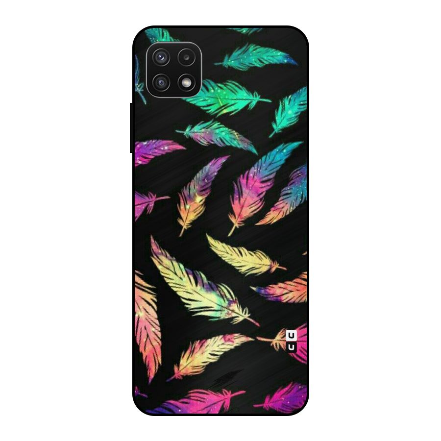 Bright Feathers Metal Back Case for Galaxy A22 5G