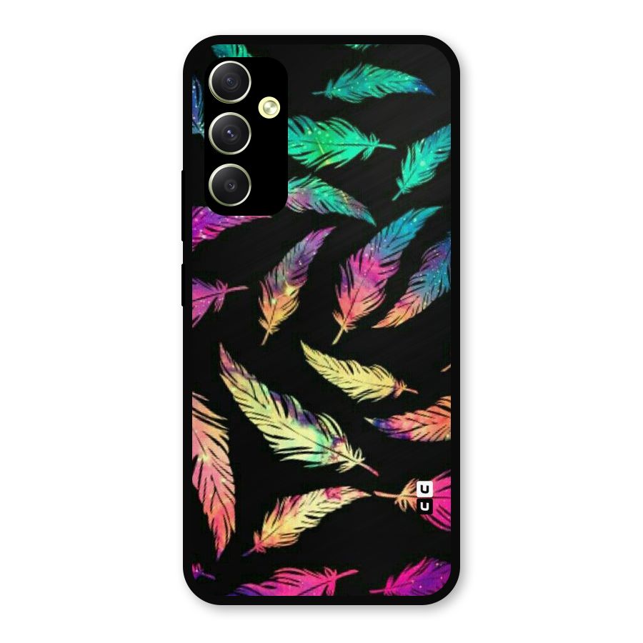 Bright Feathers Metal Back Case for Galaxy A34