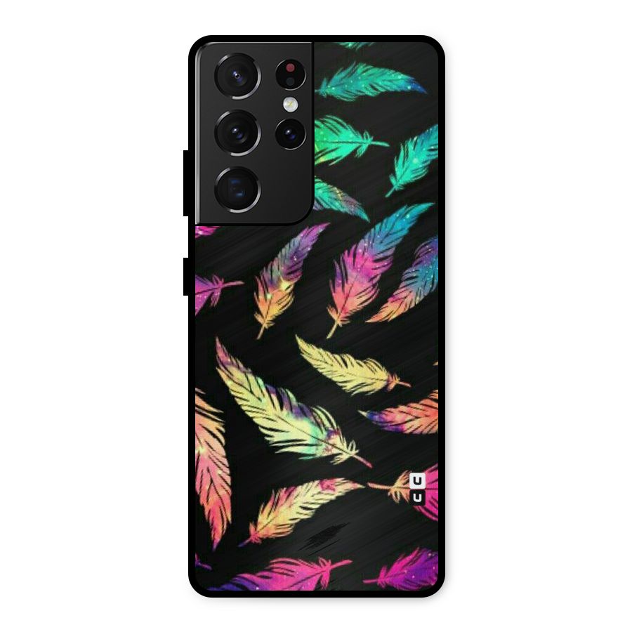 Bright Feathers Metal Back Case for Galaxy S21 Ultra 5G