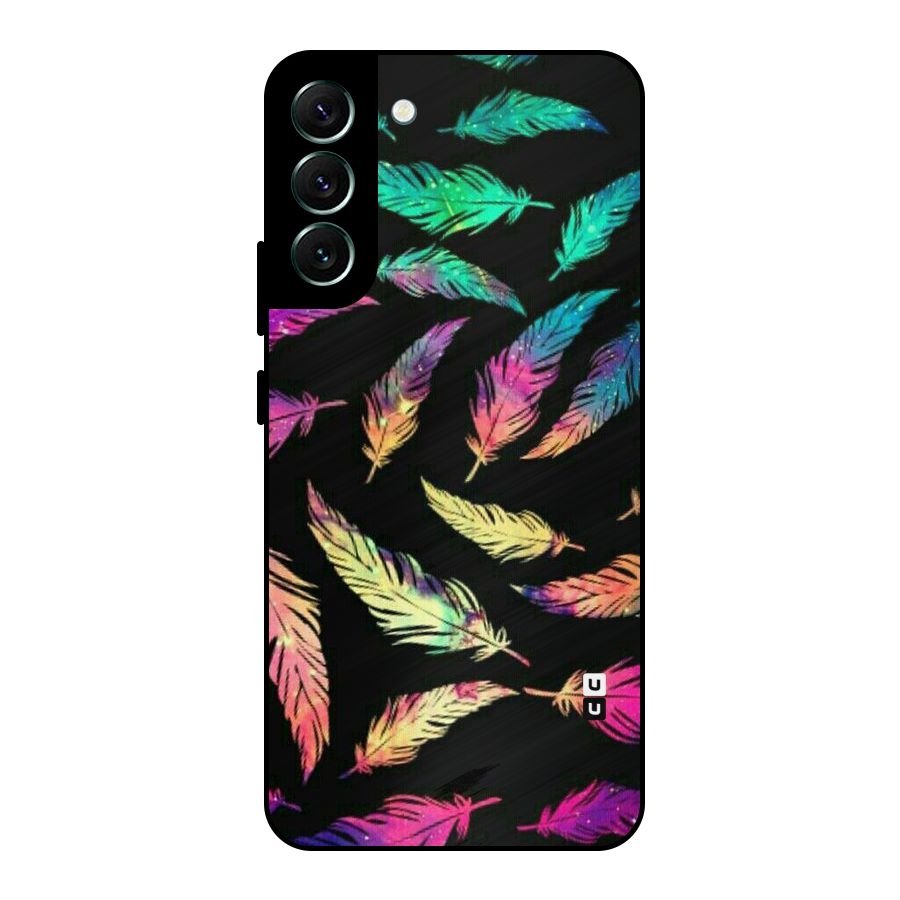 Bright Feathers Metal Back Case for Galaxy S22 Plus 5G