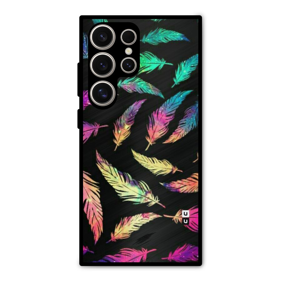 Bright Feathers Metal Back Case for Galaxy S24 Ultra
