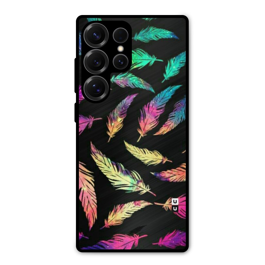 Bright Feathers Metal Back Case for Galaxy S25 Ultra