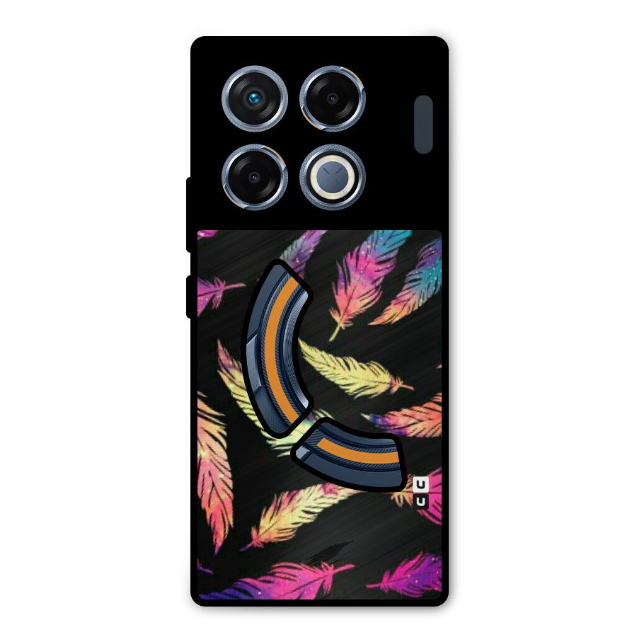Bright Feathers Metal Back Case for Infinix GT 20 Pro