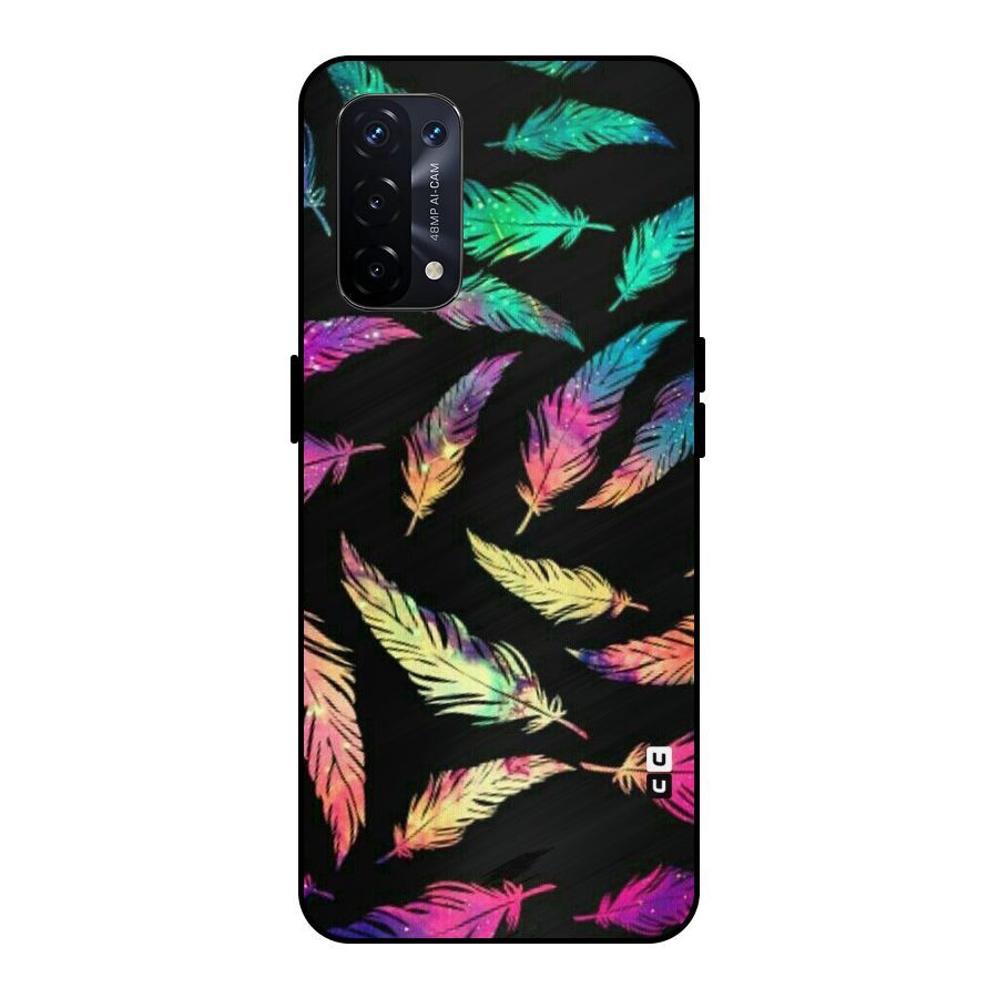 Bright Feathers Metal Back Case for Oppo A74 5G
