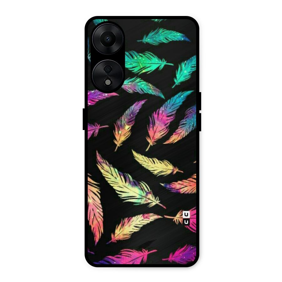 Bright Feathers Metal Back Case for Oppo A78 5G