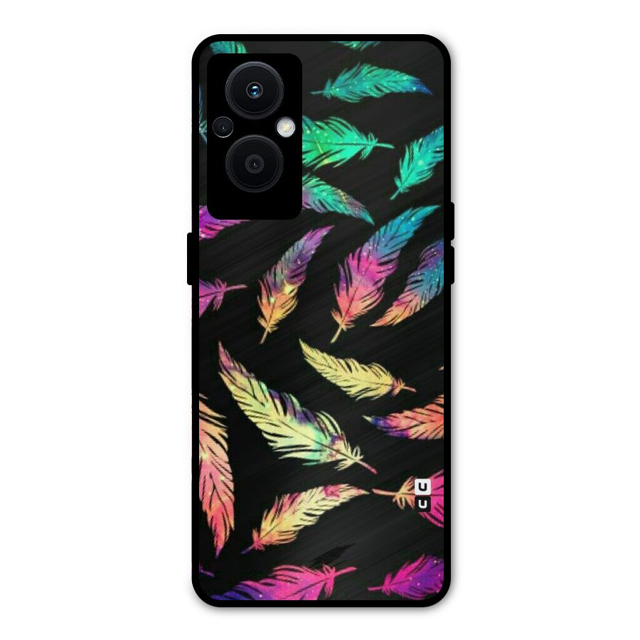 Bright Feathers Metal Back Case for Oppo F21s Pro 5G